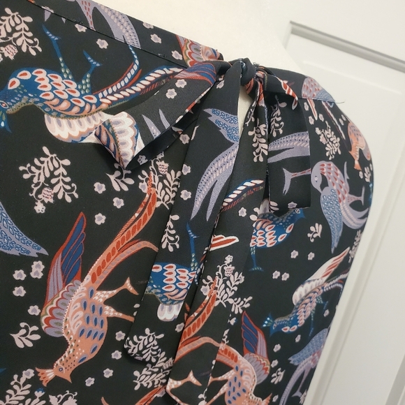 LOFT Colorful Peacock Print Blouse Size XL, Business Casual - Picture 7 of 11